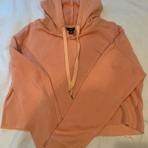 orange long sleeve crop hoodie